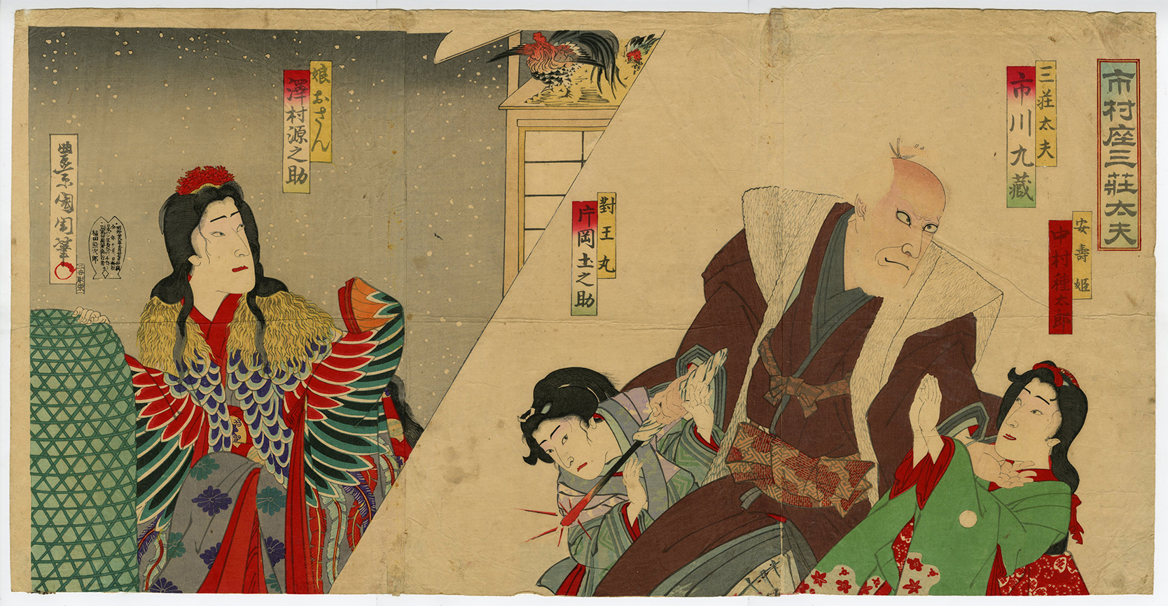 国周(くにちか) - 市村座三荘太夫 - 浮世絵販売 - 浮世絵ぎゃらりい秋華洞