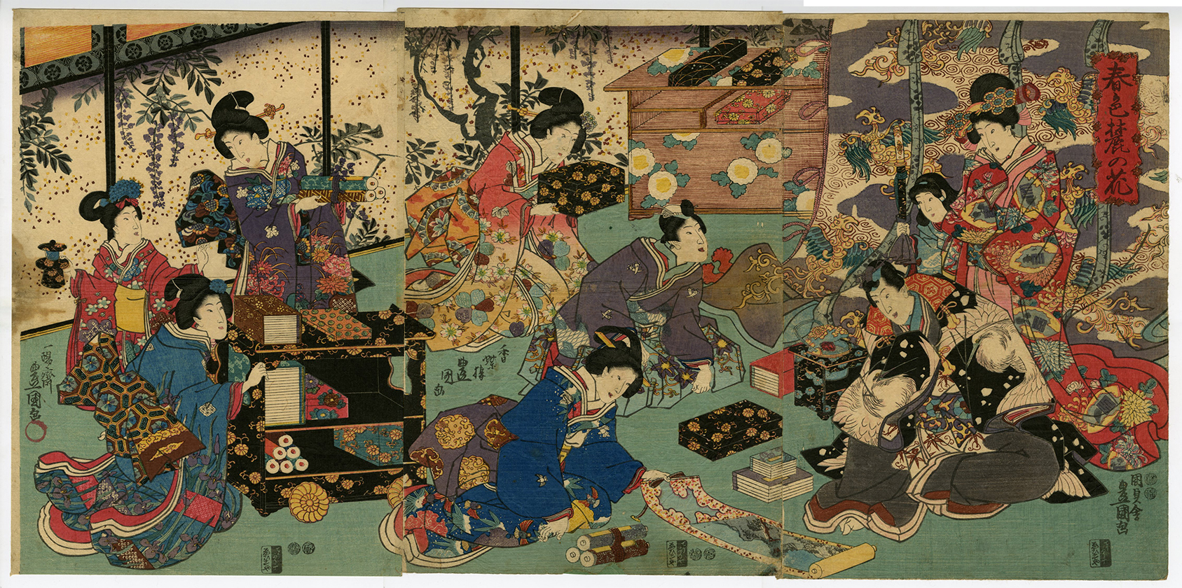 豊国Ⅲ （国貞）(とよくに3( くにさだ)) - 春色麓の花 - 浮世絵販売