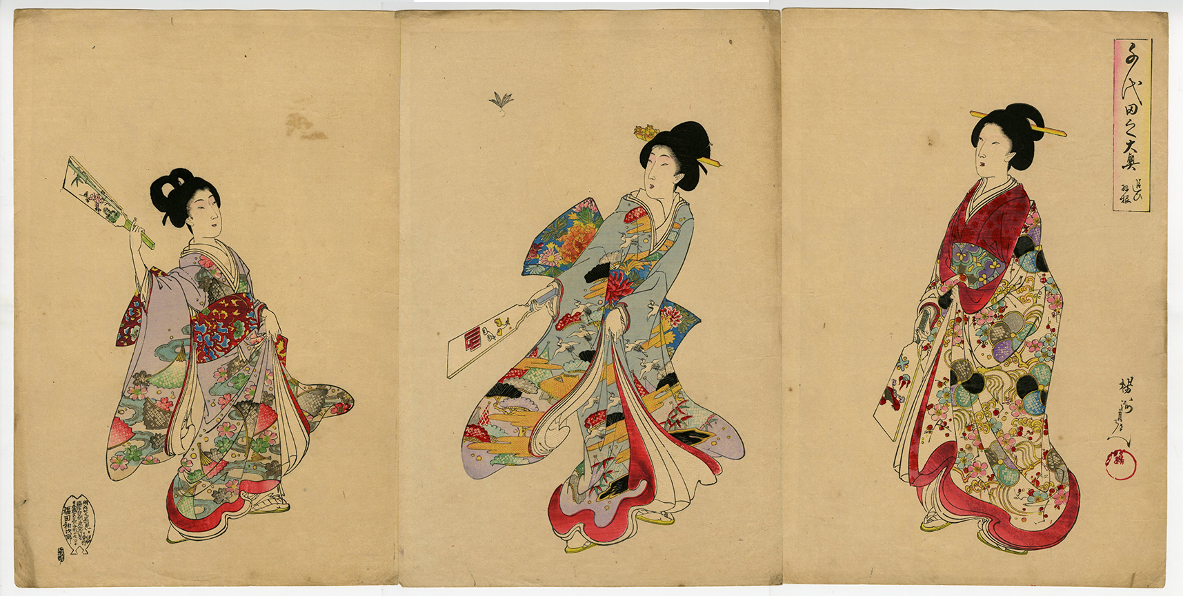 ☆本物浮世絵】揚州周延『千代田の大奥 お櫛あげ』（周延(ちか