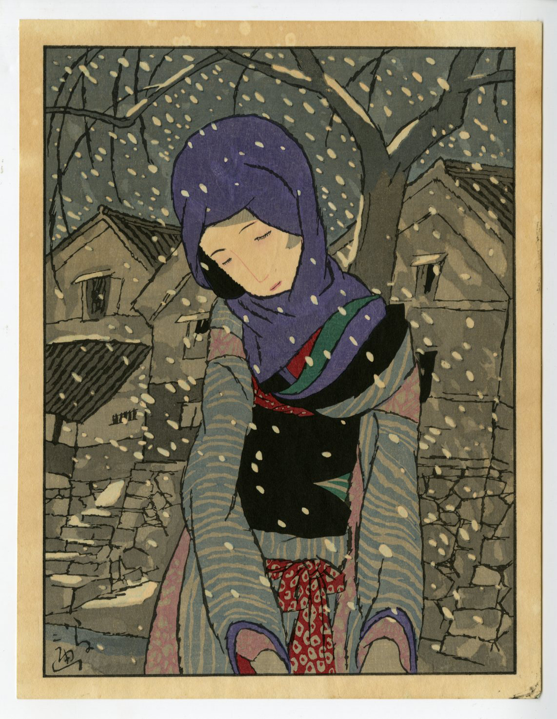 竹久夢二(たけひさゆめじ) - 雪の夜の伝説 - 新版画販売 - 浮世絵