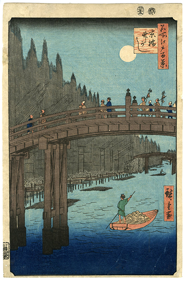 Hiroshige　Bamboo Market at Capital Bridge, One Hundred Famous Views of Edo