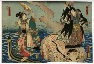 浮世絵　茶屋夜景　国貞 浮世絵 茶屋夜景 国貞 歌川国貞による浮世絵「Tokyo Shinshimabara