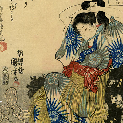 国芳(くによし) - 武勇百伝 白藤彦七郎 兵庫津和田之岬福海寺へ尊氏を