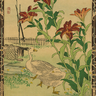 浮世絵 白花サフラン 幸野楳嶺作「現品処分セール価格」 幸野楳嶺一覧－銀座 秋華洞