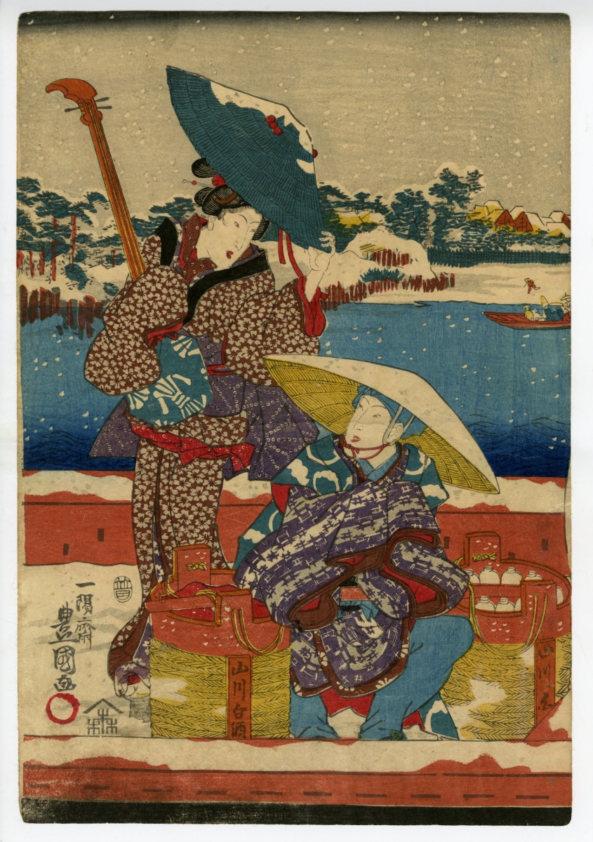 豊国Ⅲ （国貞）(とよくに3( くにさだ)) - 雪景 美人 - 浮世絵販売
