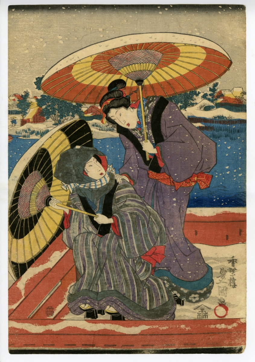 豊国Ⅲ （国貞）(とよくに3( くにさだ)) - 雪景 美人 - 浮世絵販売