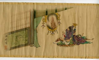 春画　十二画の巻物 Yahoo!オークション - f28-9236[EFG] 春画 巻物 12図 絵巻 絹本